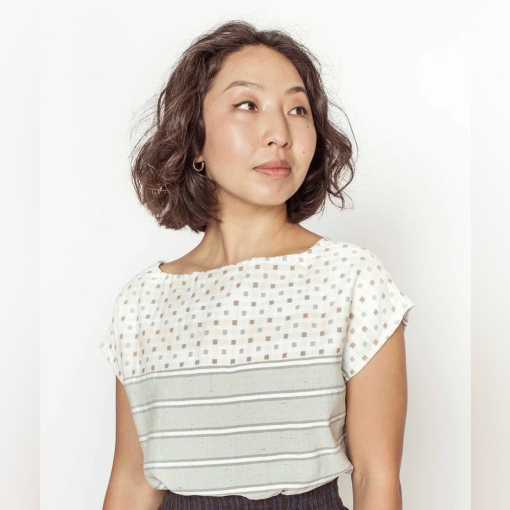 Ace & Jig White and Gray Striped Top